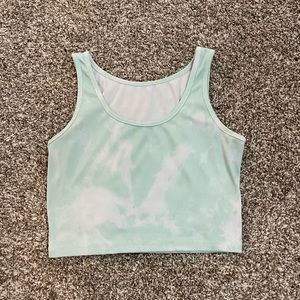 SHEIN Mint Green Tie Dye Rib-Knit Crop Tank XS